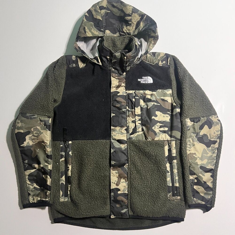 THE NORTH FACE Forrest Mashup Fleece Snap Jacket Boys Size M (10) Camo Green